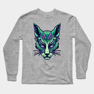 Japanese Cat Mask Long Sleeve T-Shirt